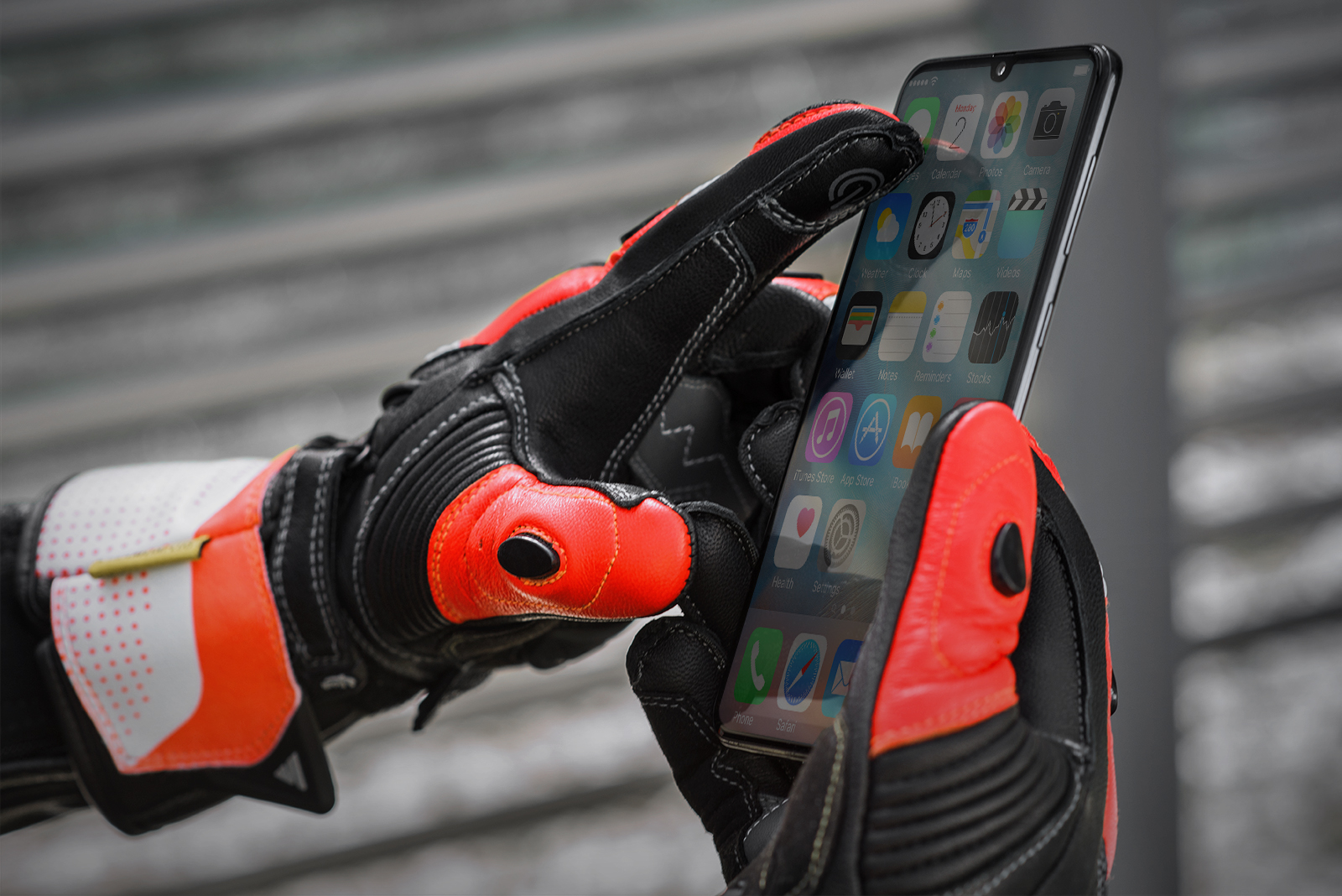 Fluo, L SHIMA STR-2 Gloves Fluo Gants de Moto en Cuir blindé pour Hommes avec écran Tactile Long
